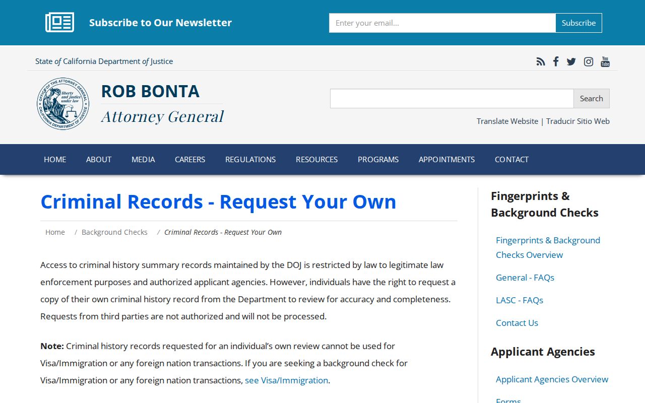 Riverside County criminal history California DOJ record review