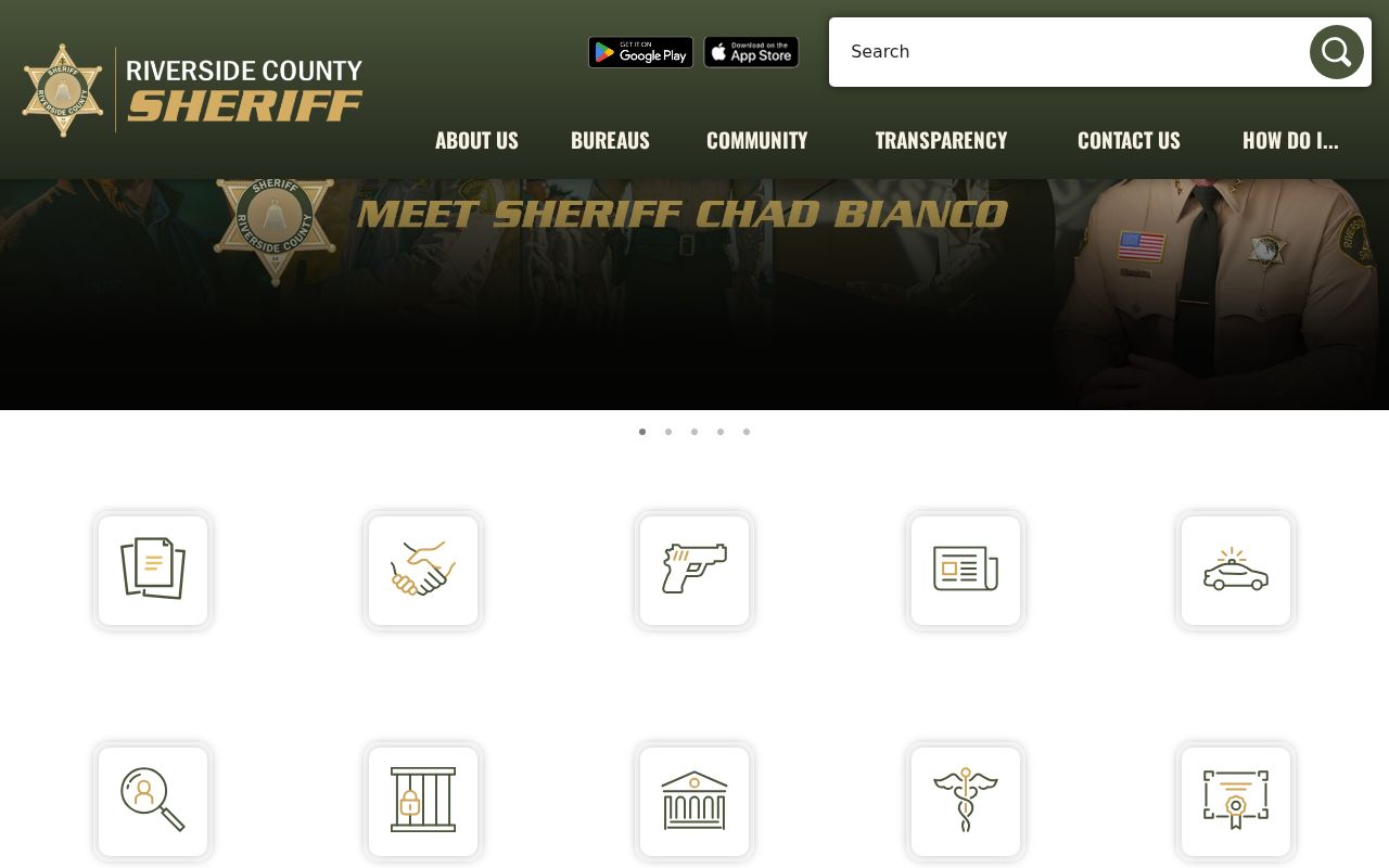 Riverside County criminal history Sheriff homepage