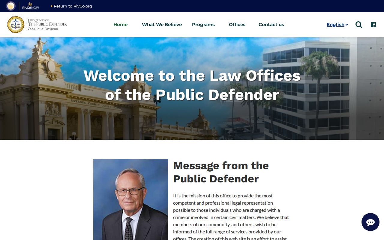 Riverside County Public Defender official homepage