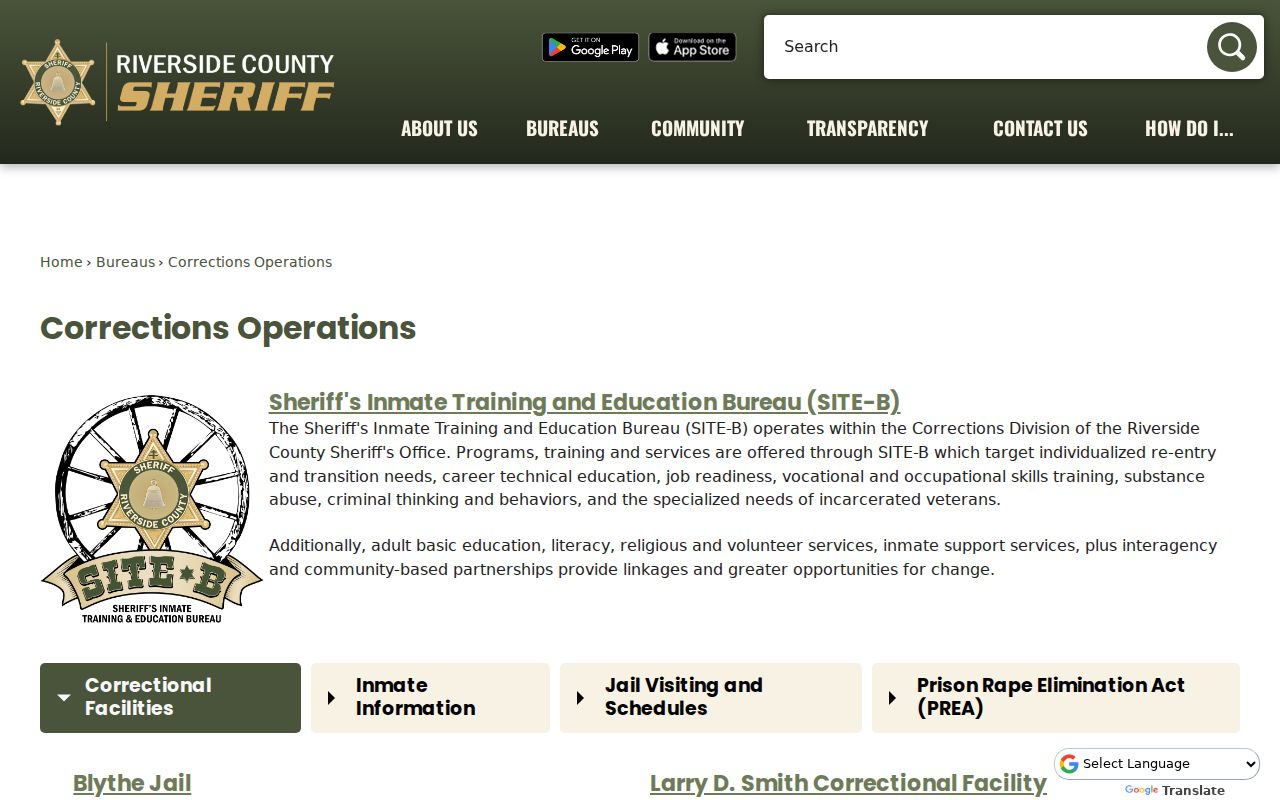 Riverside County arrest history corrections operations